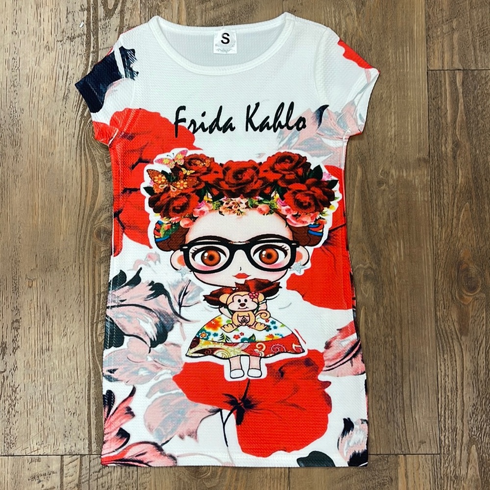 Mexican Frida Kahlo Dress For Girls Stretchy